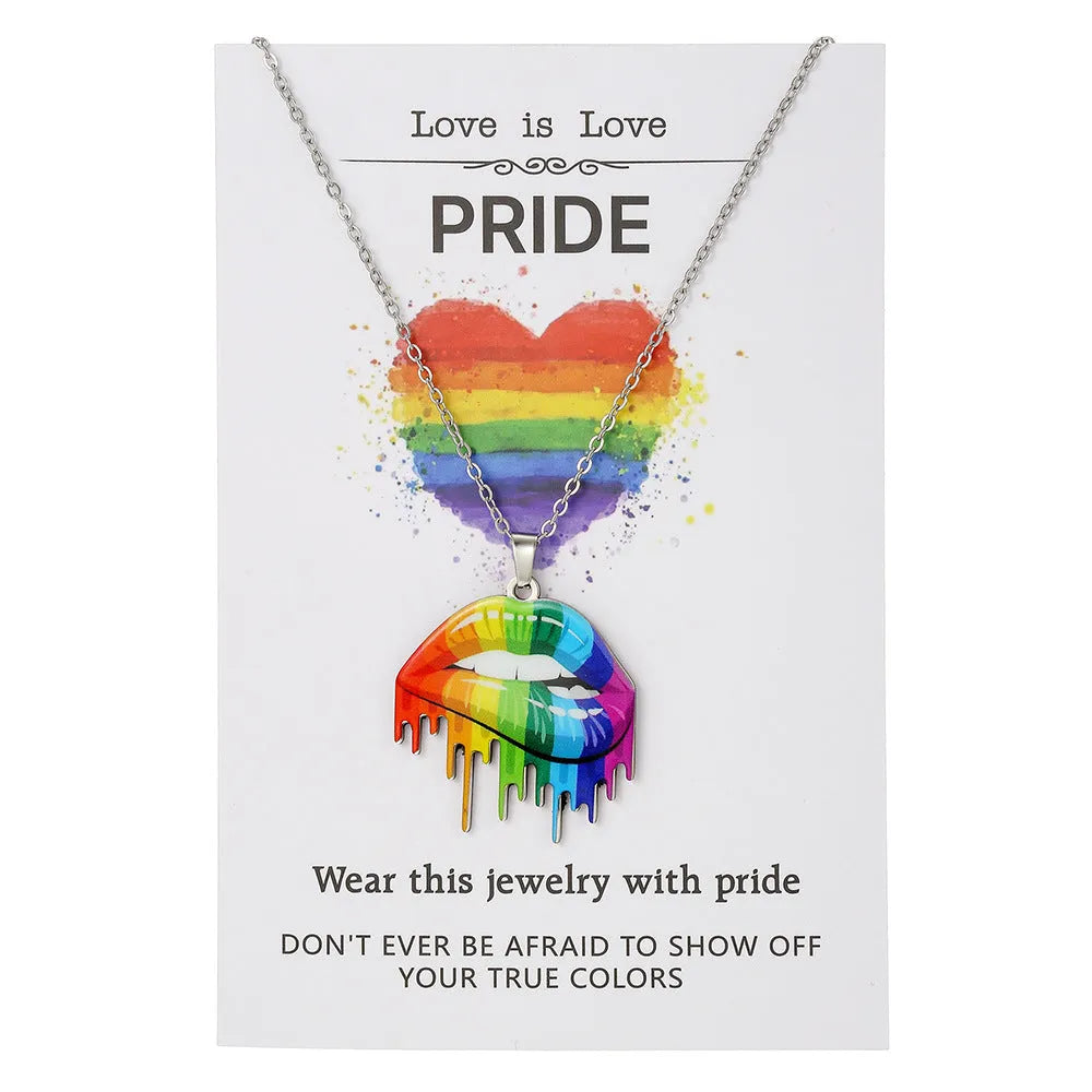 Stainless steel inspirational friendship necklace and bracelet set with colour printing for women