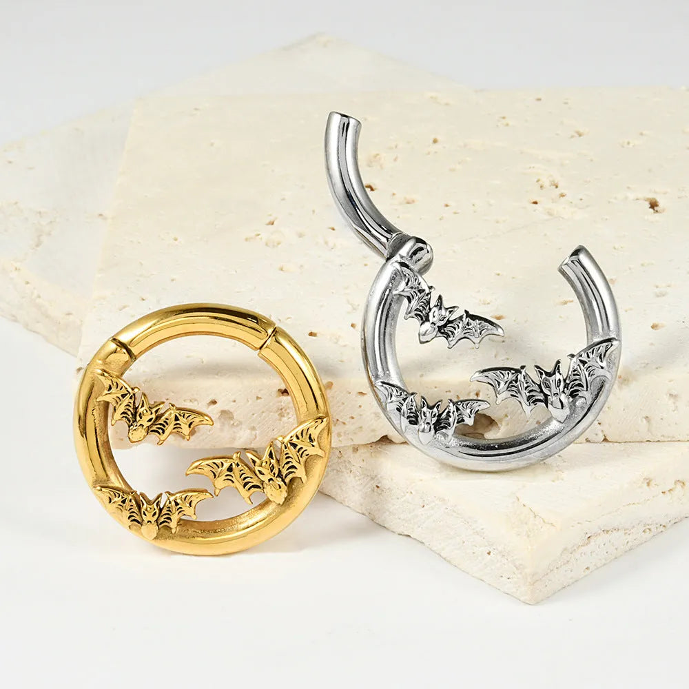 Shaped totem pattern stainless steel earrings with electroplated finish in fashion colours