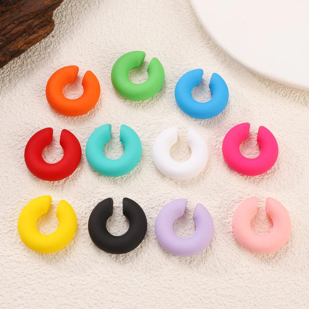 C-shaped matte coarse round clip-on earrings in a choice of 15 candy colours for women.