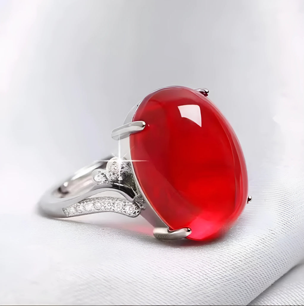 Adjustable geometric alloy ring with natural sapphire style in five colour options