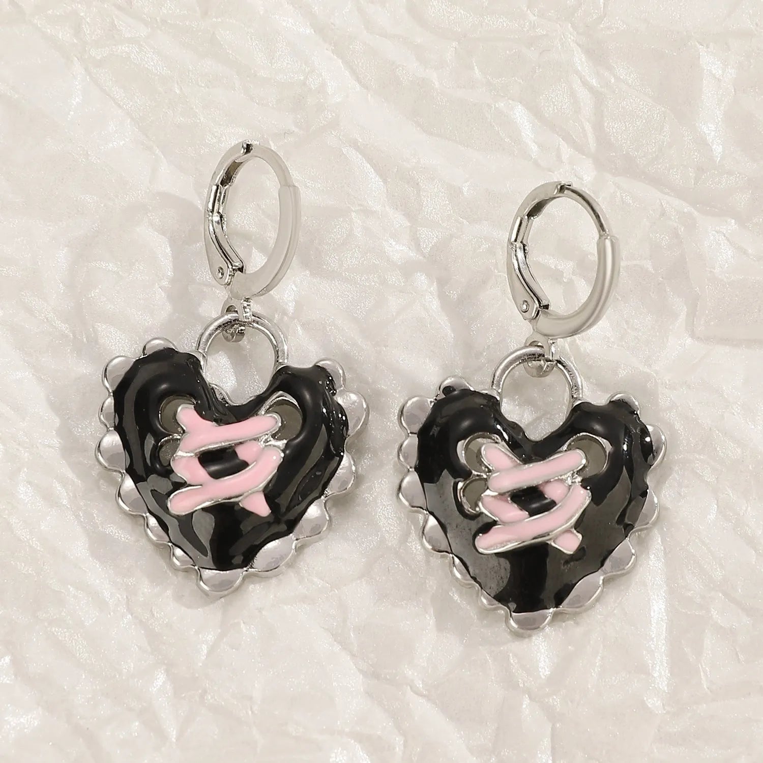 Women's alloy cross crystal earrings in five colours with dripping oil finish and multiple design elements