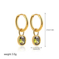 Women's retro oval zircon earrings in copper with ellipse detailing shown in six colour variants