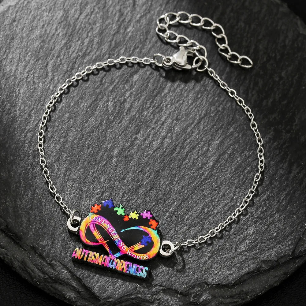 Stainless steel inspirational friendship necklace and bracelet set with colour printing for women