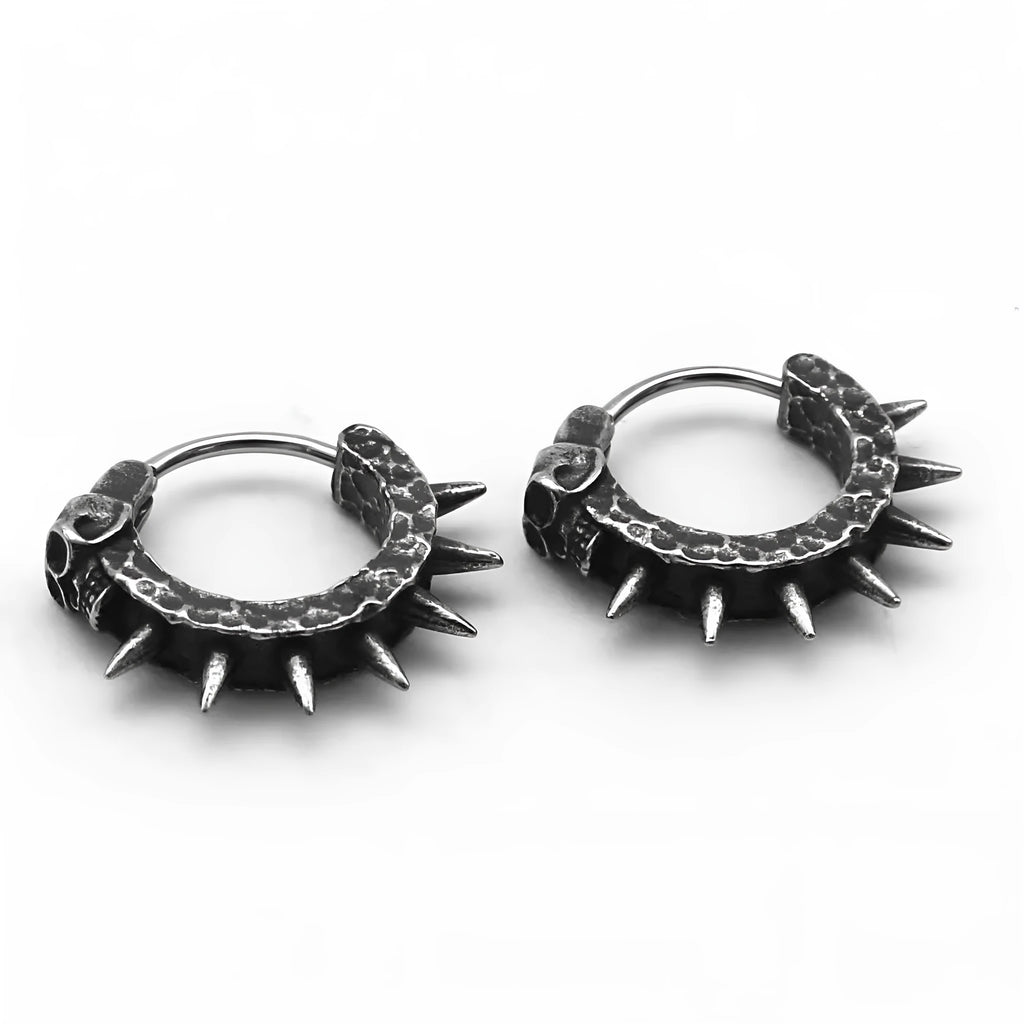 Geometric copper plastic punk motorcycle alloy earrings in retro black colour