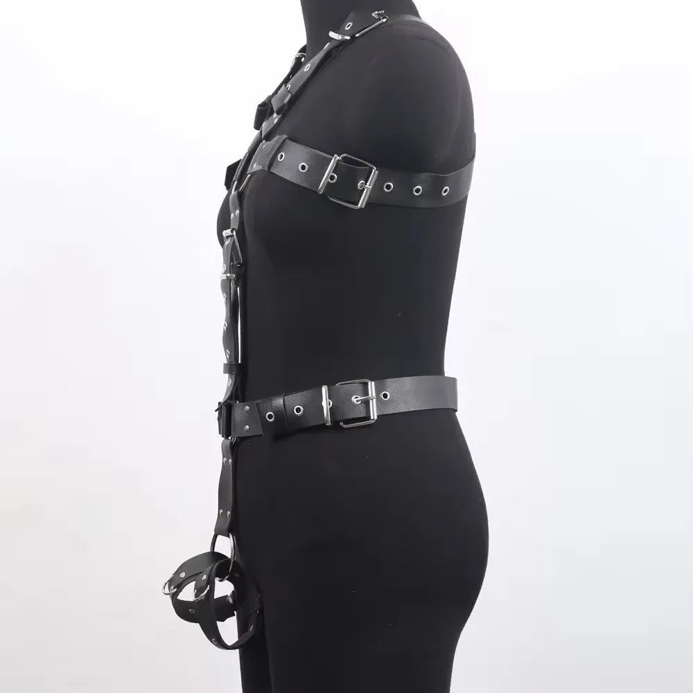 Black patent leather corset belt with thin European design and pin buckle fastening
