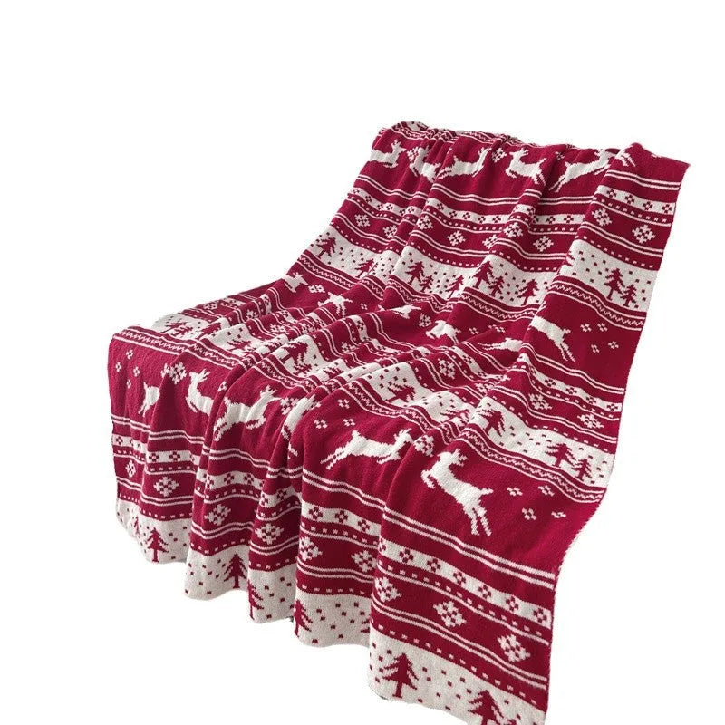 Personalised acrylic Christmas blanket with festive snowflake design in red colours