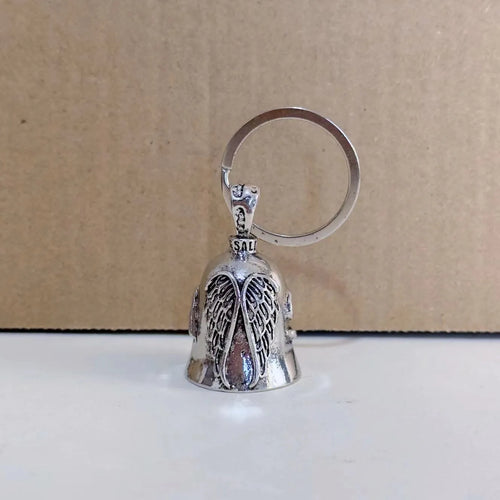 Vintage white angel wings necklace and keychain set with electroplated alloy feather design