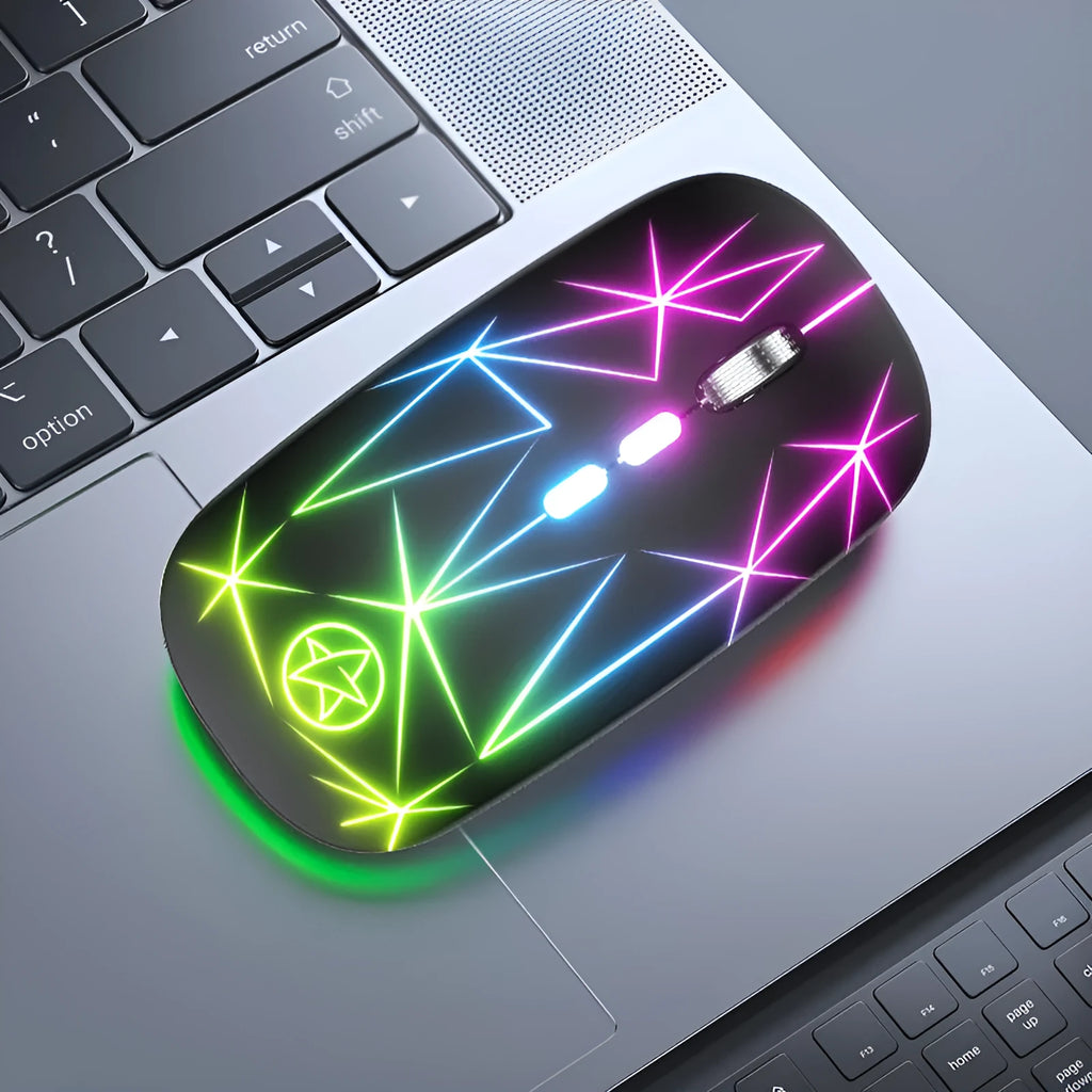 Wireless Bluetooth mouse with luminous charging and metal roller in various colour options