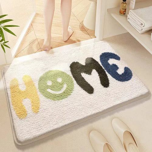 Square cashmere carpet floor mat with plastic bottom in sky sea colour rainbow pattern