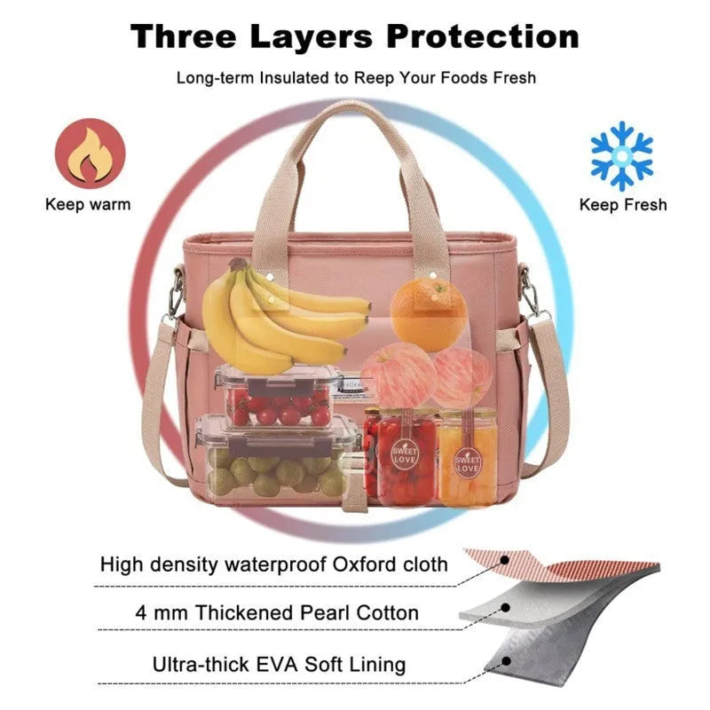 Portable insulated picnic bag with removable shoulder strap in Oxford cloth