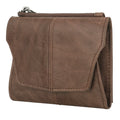 Genuine leather coin purse in retro style with stitching detail and anti-theft function