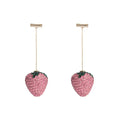 Red geometric strawberry earrings with spot drill detailing on zinc alloy