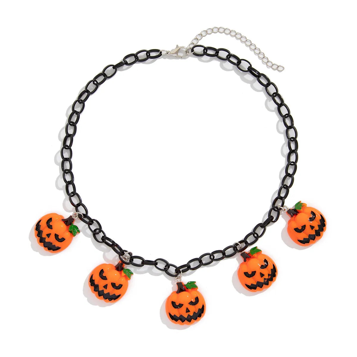 Mixed colour pumpkin ghost Halloween necklace with acrylic pendant on regular chain