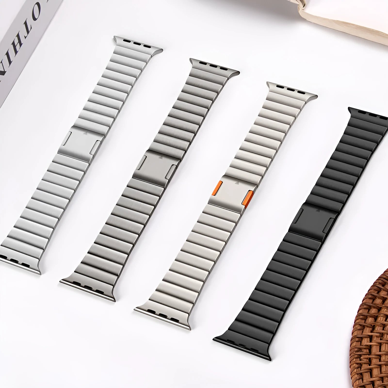 Stainless steel magnetic buckle watch strap for Apple Watch in multiple colour options.