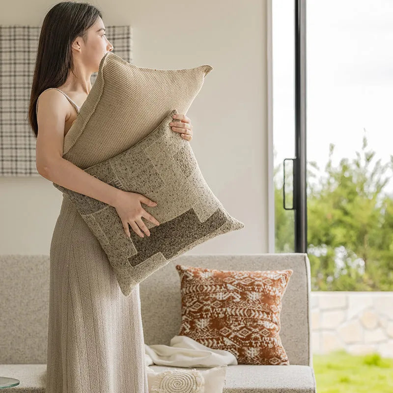 Solid colour sofa cushion pillow with removable cover in 45x45cm size