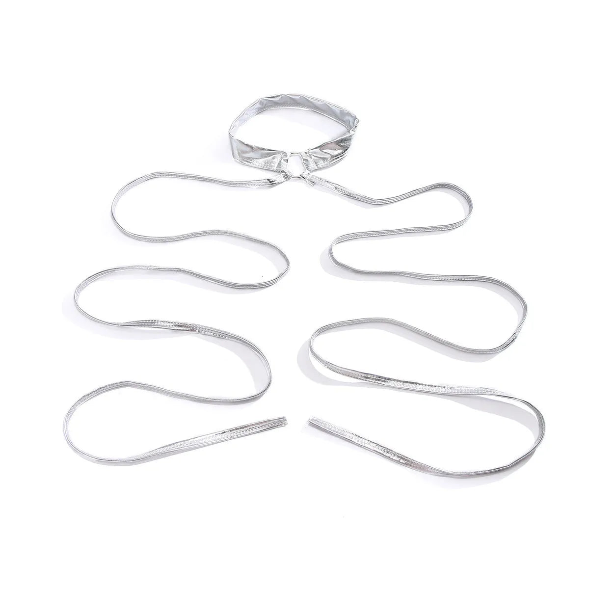 Silver geometric lace-up thigh chain for women, made from alloy.