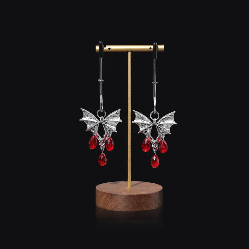 Adjustable silver alloy bat nipple clamp with ruby clip design for BDSM sensory play