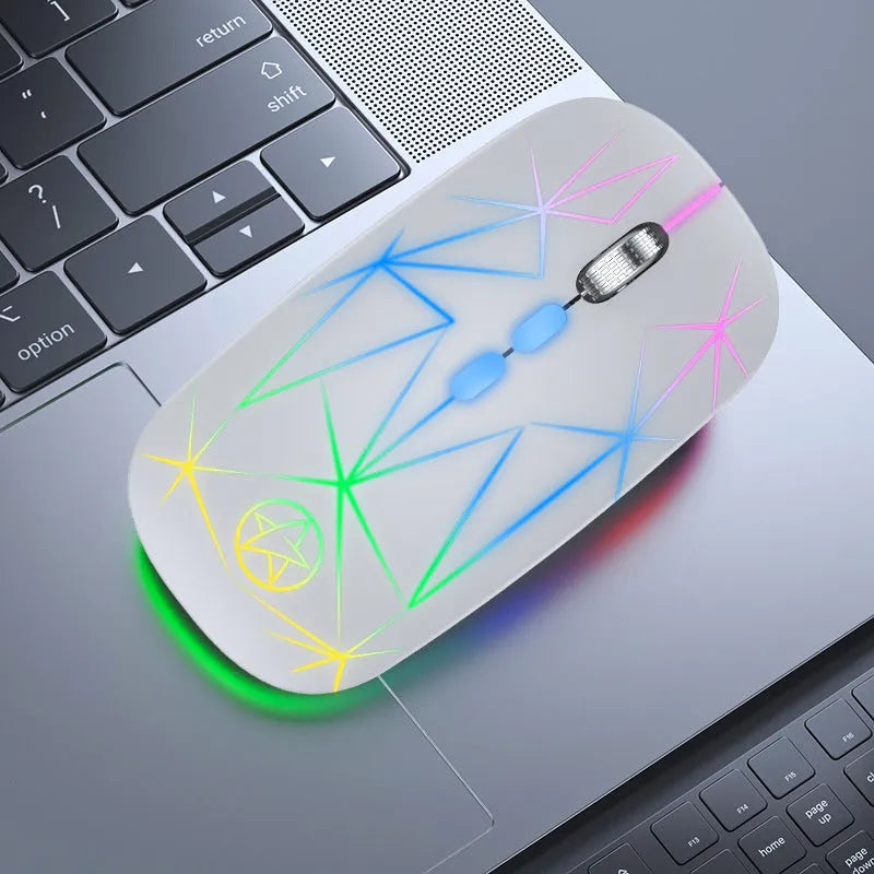 Wireless Bluetooth mouse with luminous charging and metal roller in various colour options