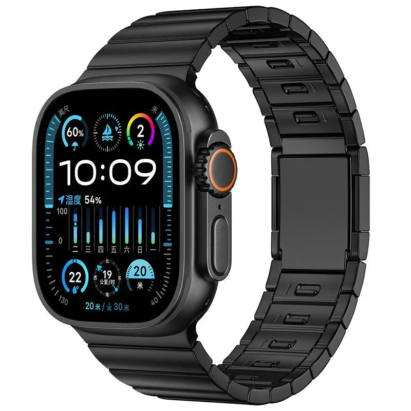 Stainless steel magnetic buckle watch strap for Apple Watch in multiple colour options.