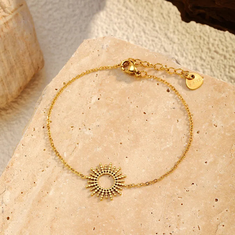 Sunflower Series women's gold geometry chain necklace and bracelet jewellery set