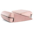 High density sponge triangle wedge pillow in selected colour with embroidered fabric, measuring 68x33x25cm for back support.