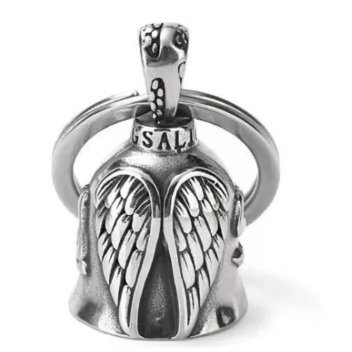 Vintage white angel wings necklace and keychain set with electroplated alloy feather design