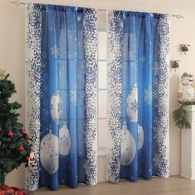 American-style printed Christmas curtain with semi-sunshade function on polyester fabric
