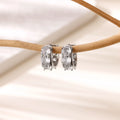 Women's U-shaped clip earrings with stainless steel construction and inlaid zircon details in E5772P colour