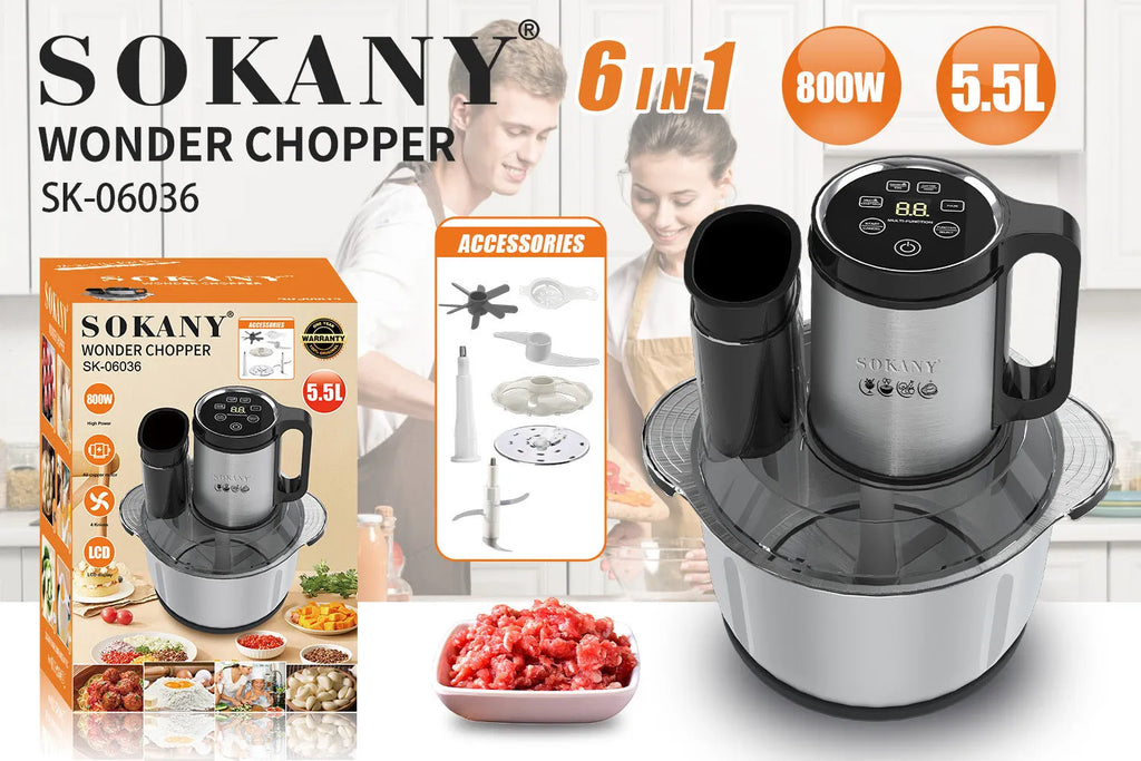 Stainless steel meat grinder vegetable cutting mixer machine in 06036 colour