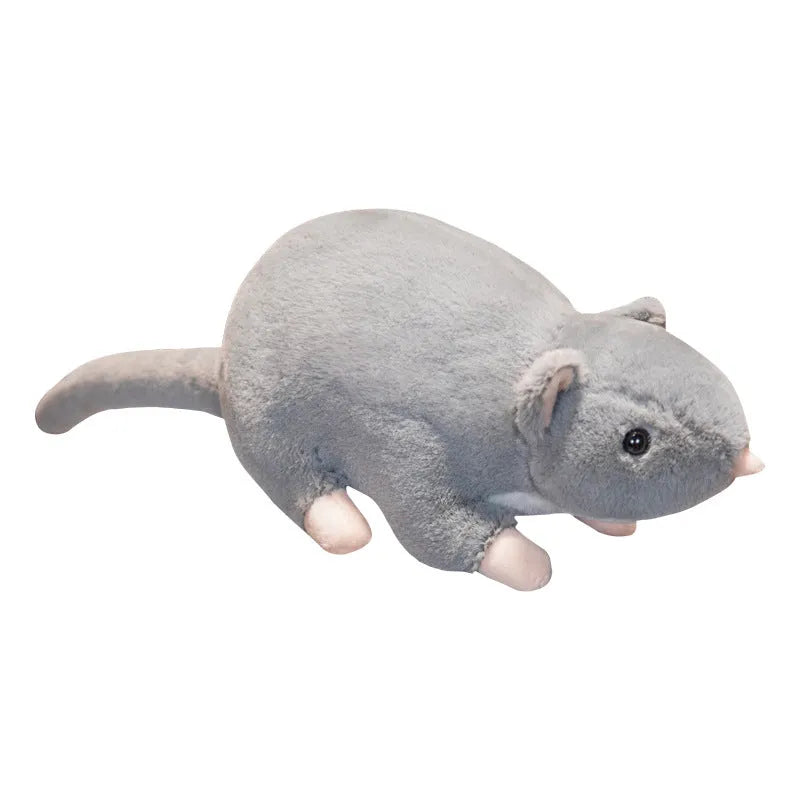 Cartoon-style grey mouse plush toy doll shown in small, medium, and large sizes.
