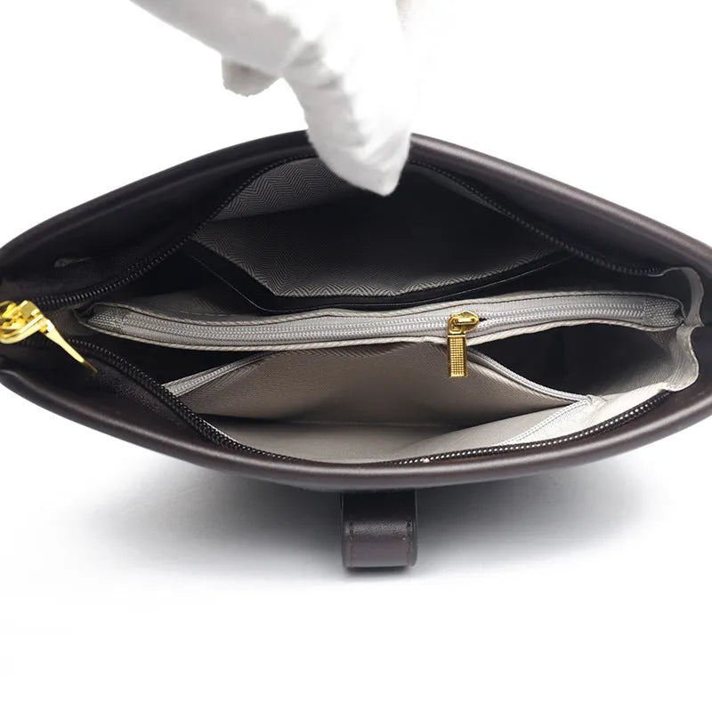 Korean-style black bucket messenger bag with soft PU leather and shoulder straps