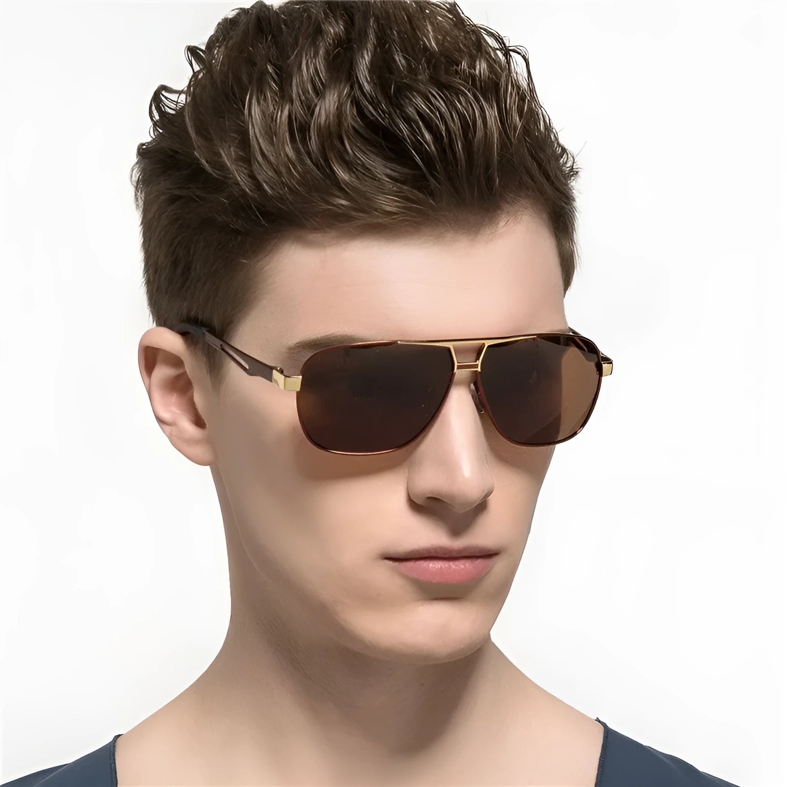 Men's orange red aviator sunglasses with polarised HD TAC lenses and metal frame