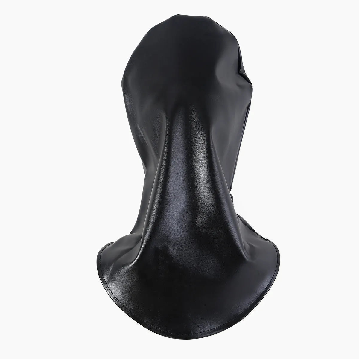 Black leather adult face mask for BDSM role-play training.