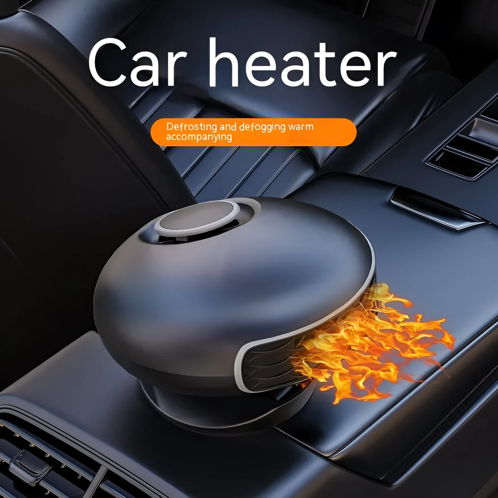 Car warm air blower heating unit in black ABS plastic housing with electrical connections