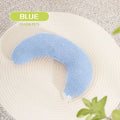 U-shaped blue cat pillow with adjustable collar for pet cervical protection and sleeping support