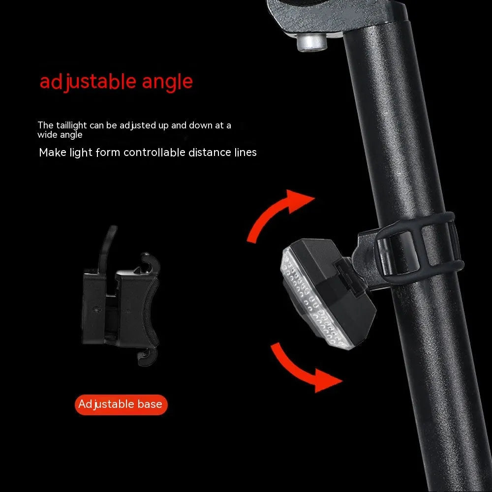Black wireless remote control LED taillight for motorcycles and bicycles with USB charging port
