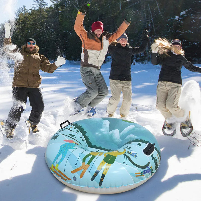 Outdoor PVC winter ski ring toy in printed design for snow play