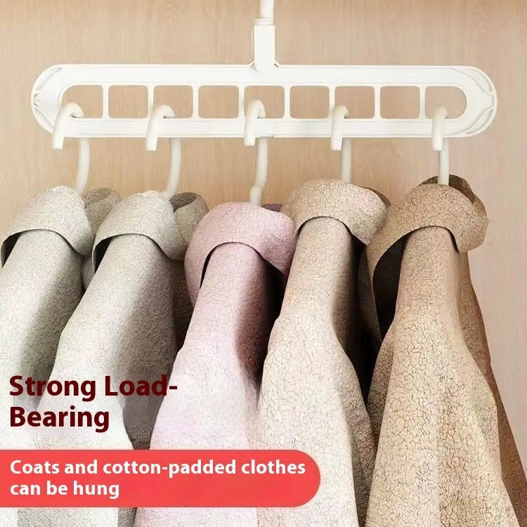 A plastic nine-hole seamless folding hanger for trousers, shown in one of five available colours.