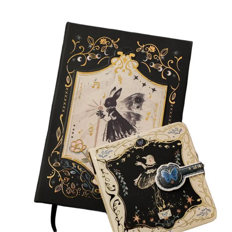 Retro Art THALO A5 notebook with 40g wood pulp paper, shown in A-Little Rabbit, Forest, and Red Fruit Temptation cover designs.