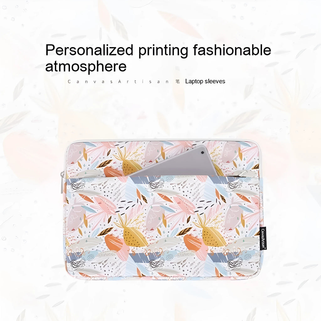 White PU leather waterproof laptop inner bag for 14-inch devices with anti-seismic padding.