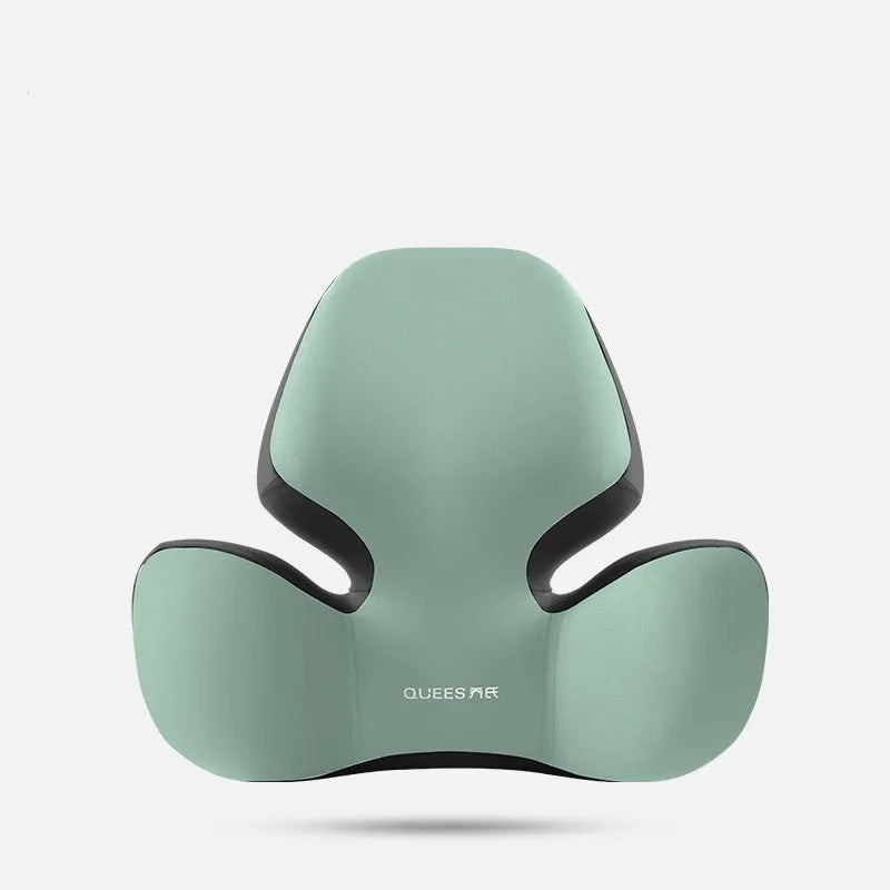 Automotive memory foam support cushion showing headrest and lumbar pillow options in grey colour