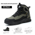 Men's high ankle safety boots with steel toe, black colour, lace-up closure, and EVA rubber sole
