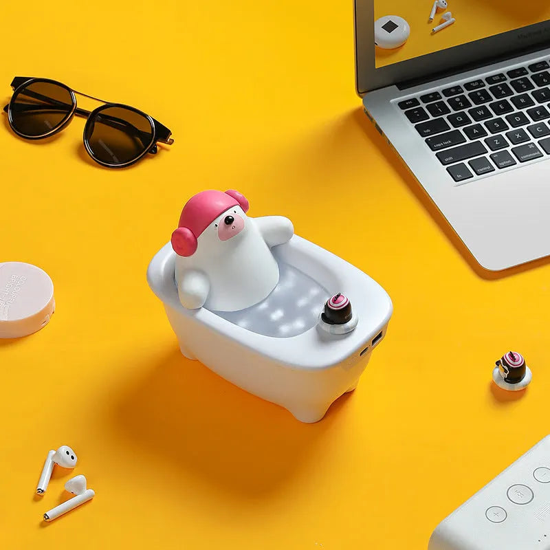 White Creative Air Humidifier with USB cable and 550ml water tank on a desk