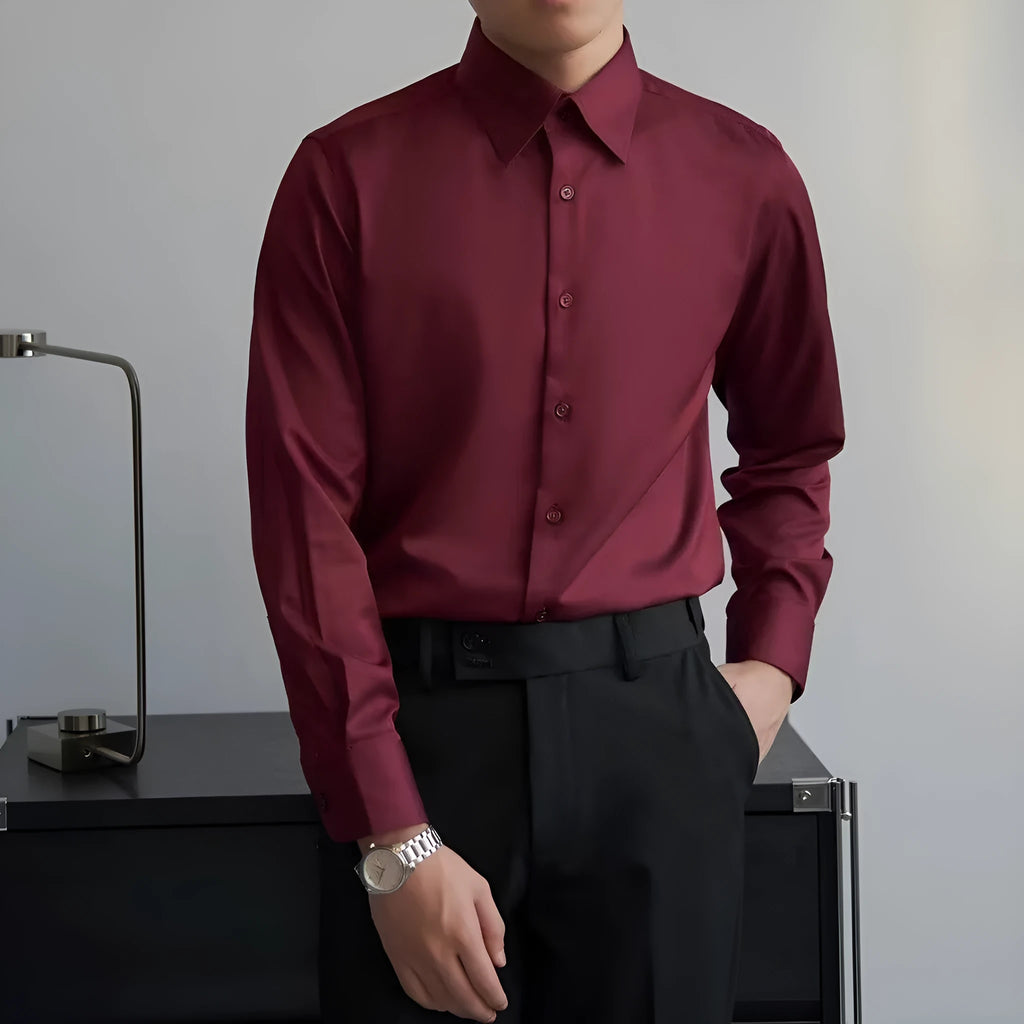 Men's black long sleeve Korean style loose fit cardigan shirt with Japanese retro design