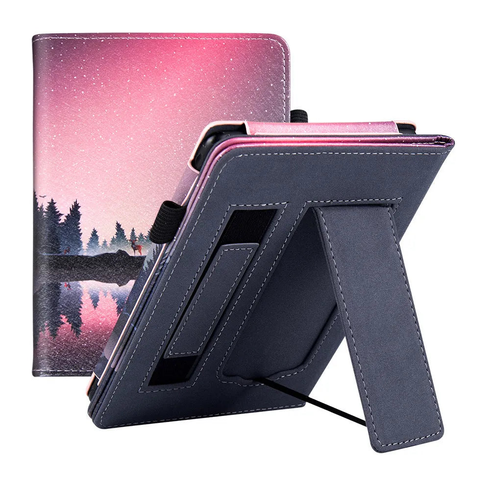 Kindle Paperwhite 11 fabric case with wrist strap bracket in calf leather construction
