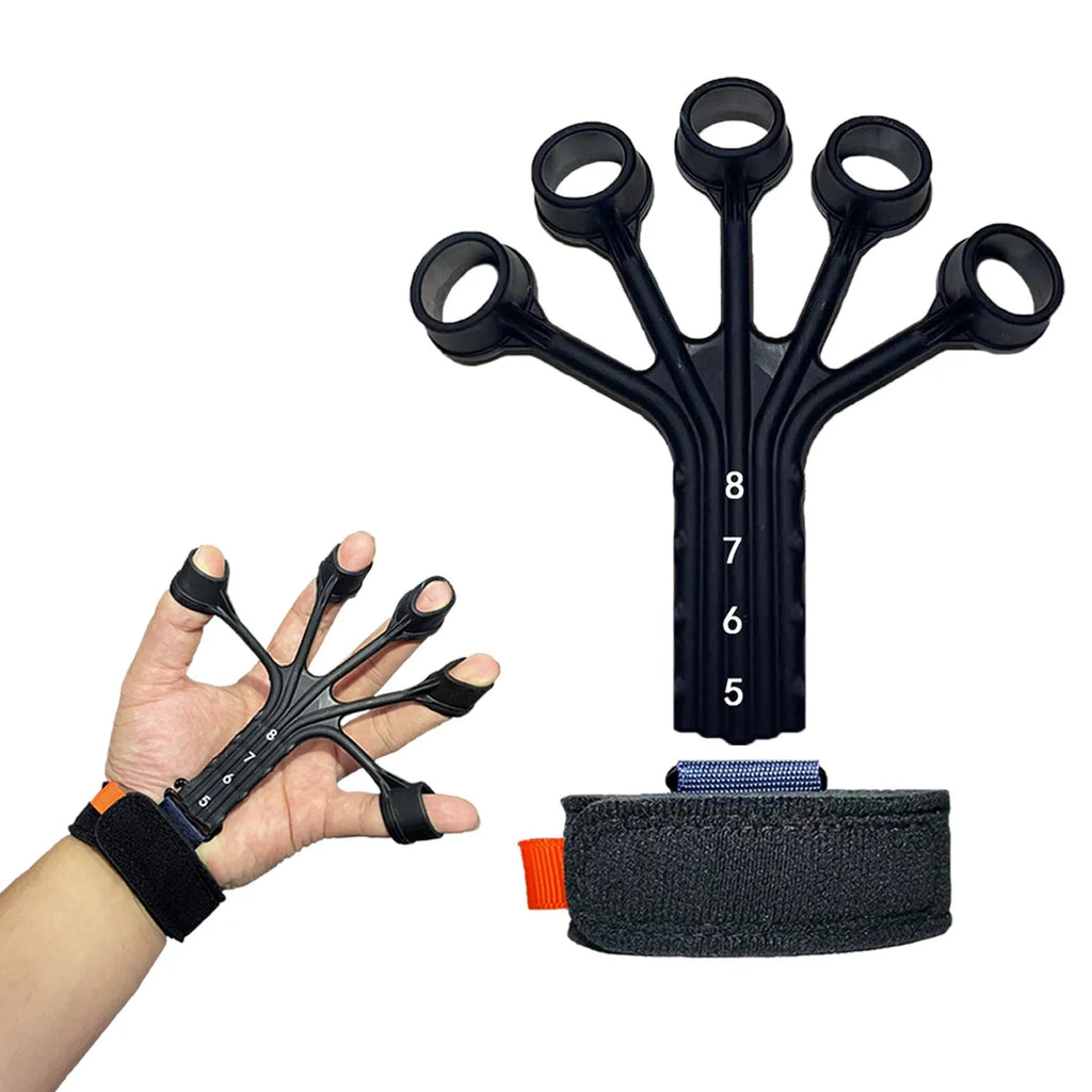 Silicone finger flexion and extension trainer with adjusting belt for adult rehabilitation