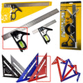 Red 7-inch metal combination angle ruler with metric scales on both sides for civil surveying
