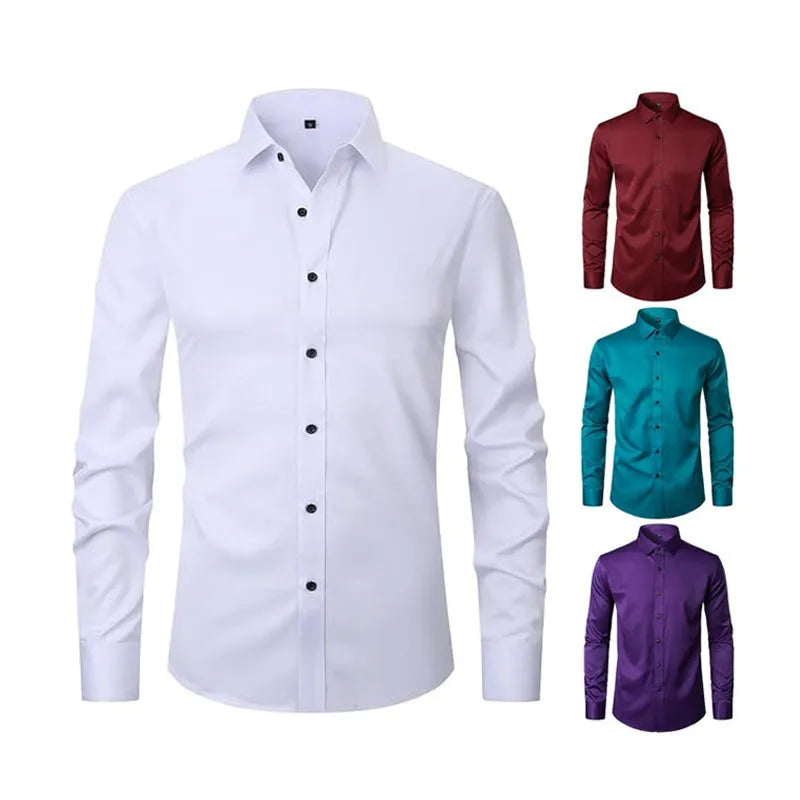 Men's stretch long sleeve work shirt in polyester fibre available in multiple colours and sizes S to 3XL