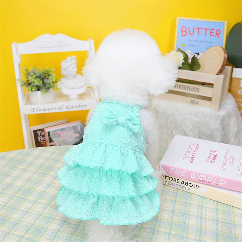 Candy layered skirt princess dress for small dogs in polyester fabric