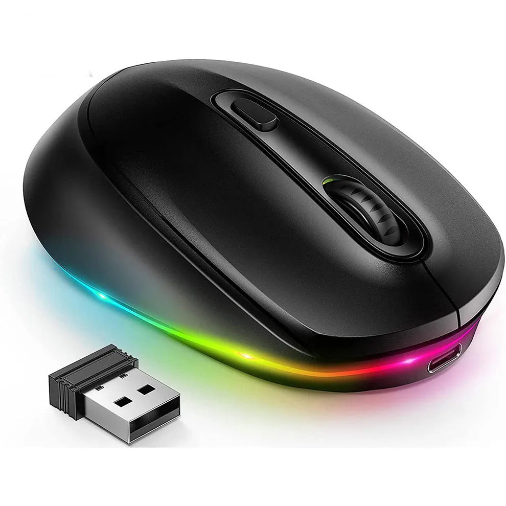 24g wireless rechargeable mouse in assorted colours with USB charging cable